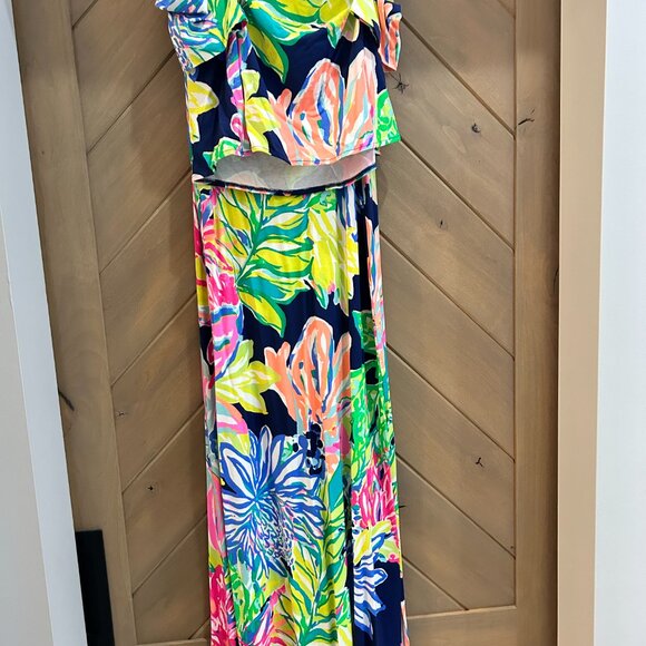 NWOT Lilly Pulitzer Mansi 2-piece Set Maxi and Crop Top - Picture 3 of 4